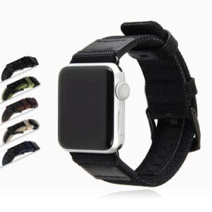 Black space grey A band nylon Canvas tactical Leather Strap