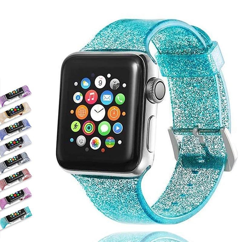 Sport Soft glitter Silicone Strap For Series 7 6 5 Replacement Strap